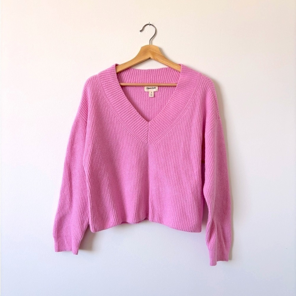 NWOT Open Edit V-Neck Rib Sweater